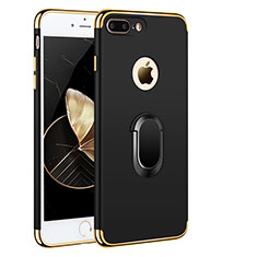 Luxury Metal Frame and Plastic Back Cover with Finger Ring Stand A01 for Apple iPhone 7 Plus Black