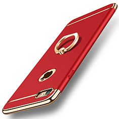 Luxury Metal Frame and Plastic Back Cover with Finger Ring Stand A01 for Apple iPhone 7 Red