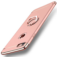 Luxury Metal Frame and Plastic Back Cover with Finger Ring Stand A01 for Apple iPhone 7 Rose Gold