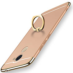 Luxury Metal Frame and Plastic Back Cover with Finger Ring Stand A01 for Huawei Enjoy 7 Plus Gold