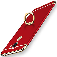 Luxury Metal Frame and Plastic Back Cover with Finger Ring Stand A01 for Huawei Enjoy 7 Plus Red