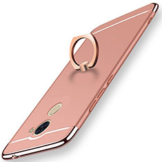 Luxury Metal Frame and Plastic Back Cover with Finger Ring Stand A01 for Huawei Enjoy 7 Plus Rose Gold