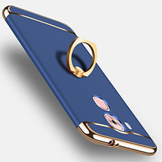 Luxury Metal Frame and Plastic Back Cover with Finger Ring Stand A01 for Huawei G9 Plus Blue