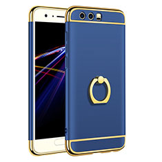 Luxury Metal Frame and Plastic Back Cover with Finger Ring Stand A01 for Huawei Honor 9 Blue
