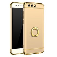 Luxury Metal Frame and Plastic Back Cover with Finger Ring Stand A01 for Huawei Honor 9 Gold