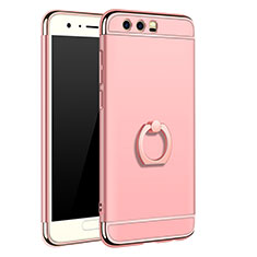 Luxury Metal Frame and Plastic Back Cover with Finger Ring Stand A01 for Huawei Honor 9 Premium Rose Gold