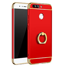 Luxury Metal Frame and Plastic Back Cover with Finger Ring Stand A01 for Huawei Honor V9 Red