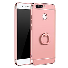 Luxury Metal Frame and Plastic Back Cover with Finger Ring Stand A01 for Huawei Honor V9 Rose Gold