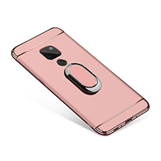 Luxury Metal Frame and Plastic Back Cover with Finger Ring Stand A01 for Huawei Mate 20 Rose Gold