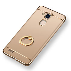 Luxury Metal Frame and Plastic Back Cover with Finger Ring Stand A01 for Huawei Mate 7 Gold