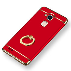 Luxury Metal Frame and Plastic Back Cover with Finger Ring Stand A01 for Huawei Mate 7 Red