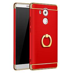 Luxury Metal Frame and Plastic Back Cover with Finger Ring Stand A01 for Huawei Mate 8 Red
