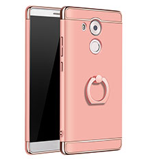 Luxury Metal Frame and Plastic Back Cover with Finger Ring Stand A01 for Huawei Mate 8 Rose Gold