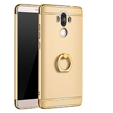 Luxury Metal Frame and Plastic Back Cover with Finger Ring Stand A01 for Huawei Mate 9 Gold