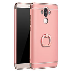 Luxury Metal Frame and Plastic Back Cover with Finger Ring Stand A01 for Huawei Mate 9 Rose Gold