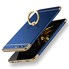 Luxury Metal Frame and Plastic Back Cover with Finger Ring Stand A01 for Huawei P10 Blue