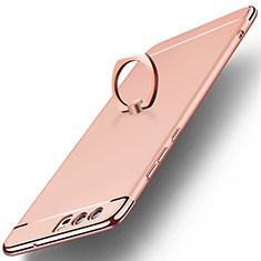 Luxury Metal Frame and Plastic Back Cover with Finger Ring Stand A01 for Huawei P10 Rose Gold
