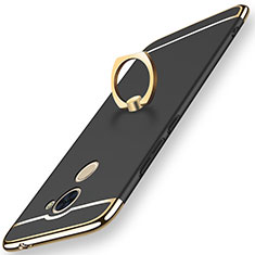 Luxury Metal Frame and Plastic Back Cover with Finger Ring Stand A01 for Huawei Y7 Prime Black