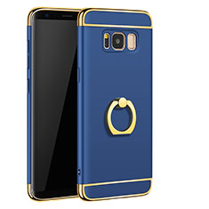 Luxury Metal Frame and Plastic Back Cover with Finger Ring Stand A01 for Samsung Galaxy S8 Blue