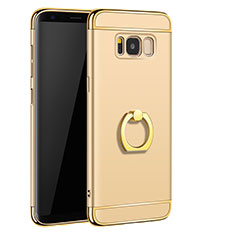 Luxury Metal Frame and Plastic Back Cover with Finger Ring Stand A01 for Samsung Galaxy S8 Plus Gold