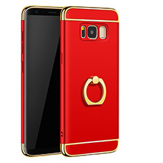Luxury Metal Frame and Plastic Back Cover with Finger Ring Stand A01 for Samsung Galaxy S8 Red