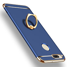 Luxury Metal Frame and Plastic Back Cover with Finger Ring Stand A01 for Xiaomi Mi A1 Blue