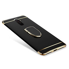 Luxury Metal Frame and Plastic Back Cover with Finger Ring Stand A01 for Xiaomi Pocophone F1 Black
