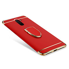 Luxury Metal Frame and Plastic Back Cover with Finger Ring Stand A01 for Xiaomi Pocophone F1 Red