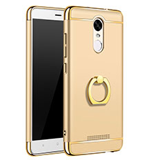 Luxury Metal Frame and Plastic Back Cover with Finger Ring Stand A01 for Xiaomi Redmi Note 3 MediaTek Gold