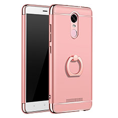 Luxury Metal Frame and Plastic Back Cover with Finger Ring Stand A01 for Xiaomi Redmi Note 3 MediaTek Rose Gold