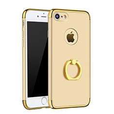 Luxury Metal Frame and Plastic Back Cover with Finger Ring Stand A02 for Apple iPhone 7 Gold