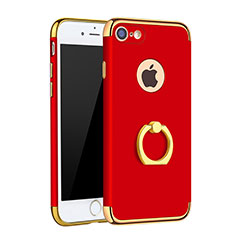 Luxury Metal Frame and Plastic Back Cover with Finger Ring Stand A02 for Apple iPhone 7 Red