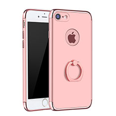 Luxury Metal Frame and Plastic Back Cover with Finger Ring Stand A02 for Apple iPhone 7 Rose Gold