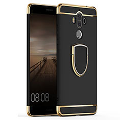 Luxury Metal Frame and Plastic Back Cover with Finger Ring Stand A02 for Huawei Mate 9 Black