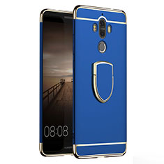 Luxury Metal Frame and Plastic Back Cover with Finger Ring Stand A02 for Huawei Mate 9 Blue