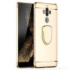 Luxury Metal Frame and Plastic Back Cover with Finger Ring Stand A02 for Huawei Mate 9 Gold
