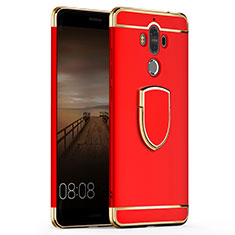 Luxury Metal Frame and Plastic Back Cover with Finger Ring Stand A02 for Huawei Mate 9 Red