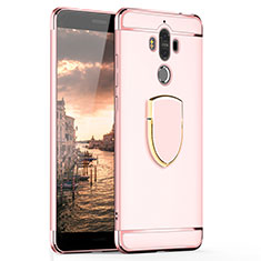 Luxury Metal Frame and Plastic Back Cover with Finger Ring Stand A02 for Huawei Mate 9 Rose Gold