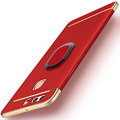 Luxury Metal Frame and Plastic Back Cover with Finger Ring Stand A02 for Huawei P9 Plus Red