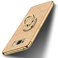 Luxury Metal Frame and Plastic Back Cover with Finger Ring Stand A02 for Samsung Galaxy S8 Plus Gold