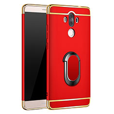 Luxury Metal Frame and Plastic Back Cover with Finger Ring Stand A03 for Huawei Mate 9 Red