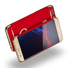 Luxury Metal Frame and Plastic Back Cover with Finger Ring Stand A03 for Huawei P9 Red