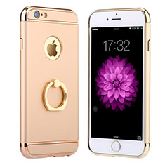 Luxury Metal Frame and Plastic Back Cover with Finger Ring Stand A05 for Apple iPhone 6 Plus Gold