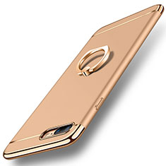 Luxury Metal Frame and Plastic Back Cover with Finger Ring Stand A06 for Apple iPhone 7 Plus Gold