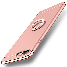 Luxury Metal Frame and Plastic Back Cover with Finger Ring Stand A06 for Apple iPhone 7 Plus Rose Gold