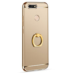 Luxury Metal Frame and Plastic Back Cover with Finger Ring Stand A06 for Huawei Enjoy 7 Gold