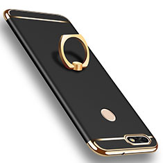 Luxury Metal Frame and Plastic Back Cover with Finger Ring Stand A06 for Huawei P9 Lite Mini Black
