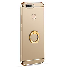 Luxury Metal Frame and Plastic Back Cover with Finger Ring Stand A06 for Huawei Y6 Pro (2017) Gold