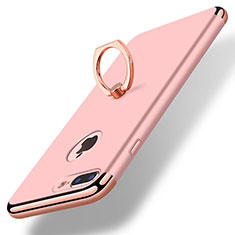 Luxury Metal Frame and Plastic Back Cover with Finger Ring Stand A07 for Apple iPhone 7 Plus Rose Gold