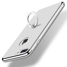 Luxury Metal Frame and Plastic Back Cover with Finger Ring Stand A07 for Apple iPhone 7 Plus Silver